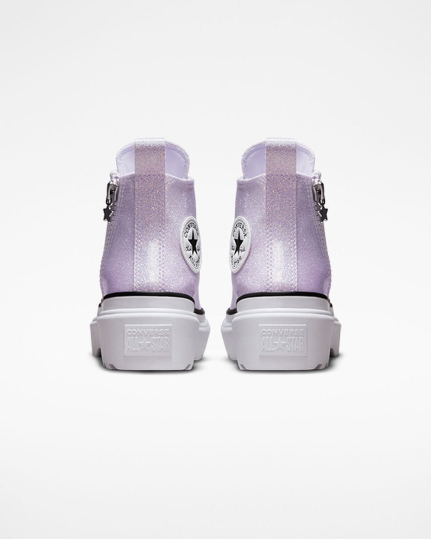 Girls' Converse Chuck Taylor All Star Lugged Lift Glitter High Top Platform Shoes Purple / White / Black | AU 38E41B